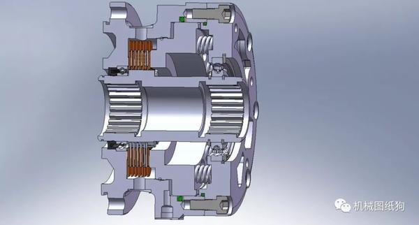 【工程机械】起重绞车液压制动器半剖结构3d图纸 solidworks设计