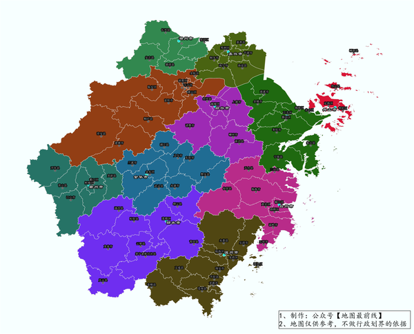 2020年最新浙江省政区图,地形图
