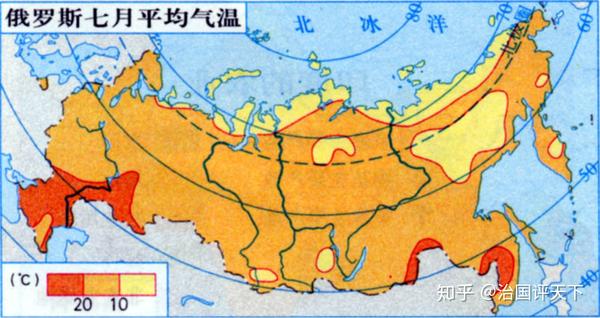 俄罗斯与中国一样处于北半球,一月是平均气温最低的月份