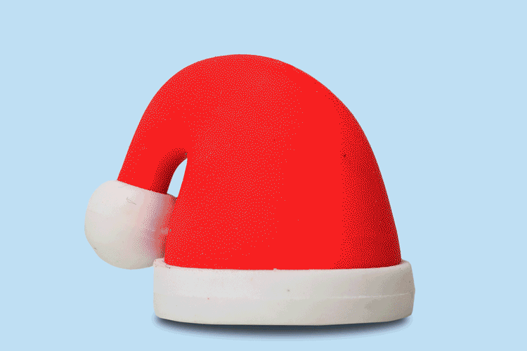 【gif】圣诞节元素:帽子,里面藏着一枚雪花钻石珠宝戒指