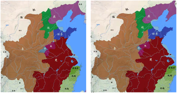 左边是公元前232年,右边是公元前231年,虽然我们那时做地图,没现在