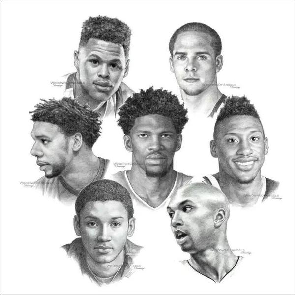 无水印|nba30支球队素描画,把你的主队存下来吧