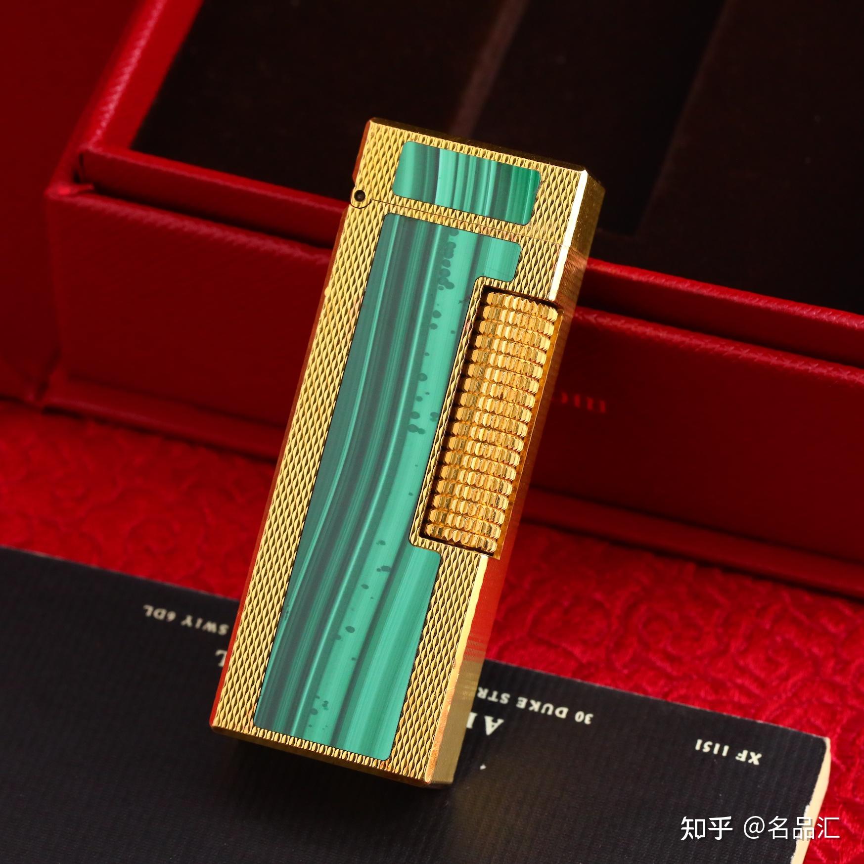 dunhill登喜路打火机镀金孔雀石镶嵌malachite