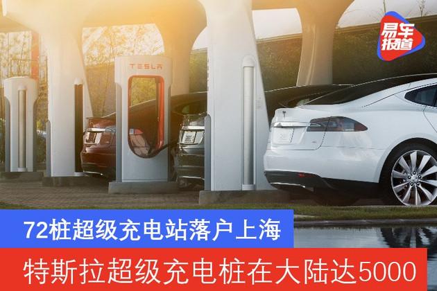 特斯拉超级充电桩在中国大陆达到5000个72桩超级充电站落户