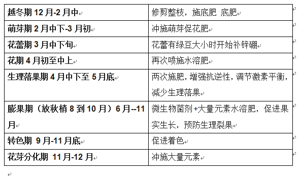 柑橘全年施肥时间表来了,一张表告诉你各个时期用哪种