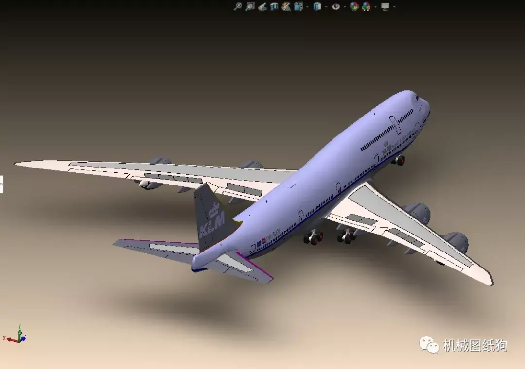 飞行模型boeing7478iklm波音飞机模型3d图纸solidworks设计