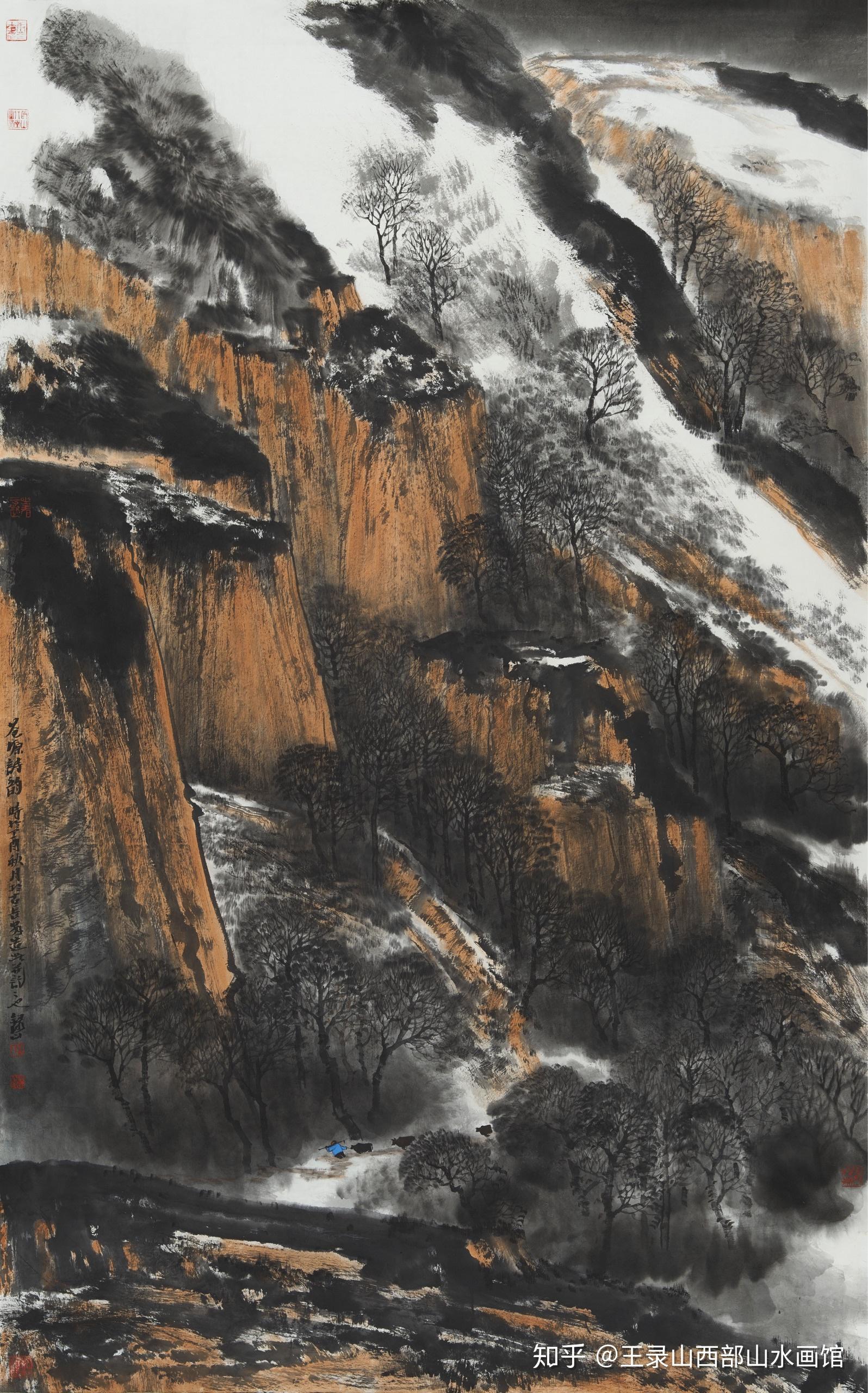 画家王录山西部高原雪景山水