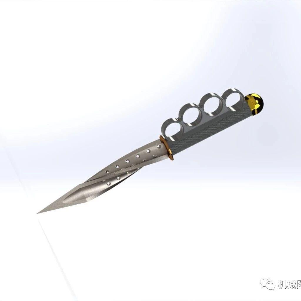 【武器模型】pazinger三叶匕首3d模型图纸 solidworks
