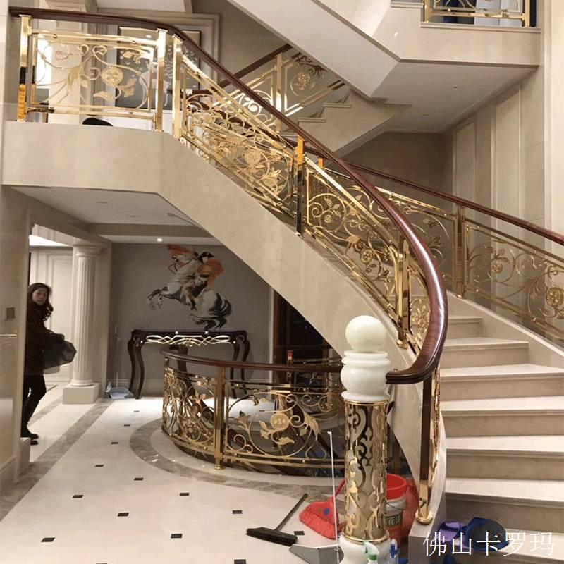 汕尾室内楼梯设计:欧式铜雕刻扶手改变家居环境