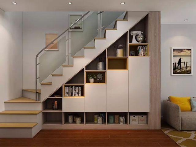 这款楼梯间设计,具有超大的储存量,能够放得下家里所有的杂物.