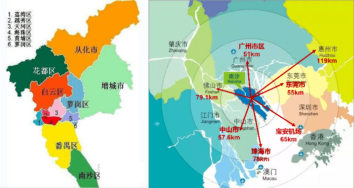 左图的南沙是广州的南沙,只是广州最南端的一个行政区域,距离珠江新城