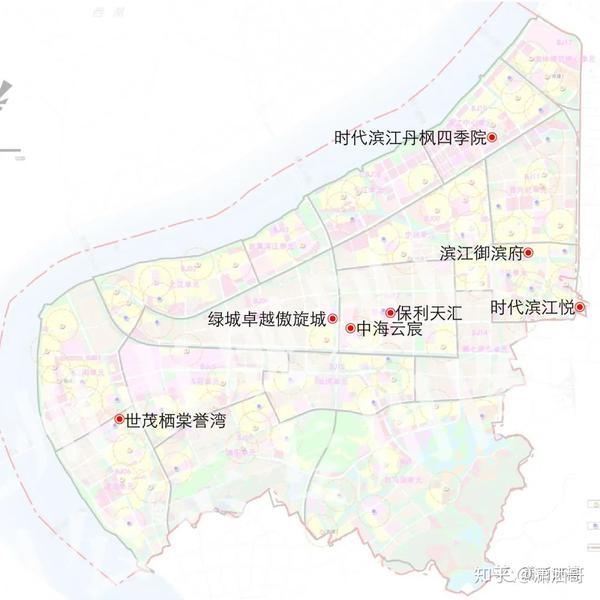 滨江区与上城区隔钱塘江相望,下辖西兴,长河,浦沿三个街道,是1996年