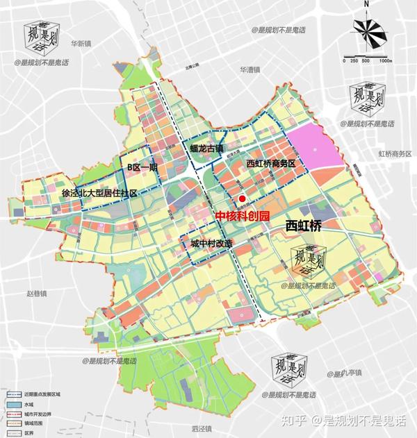 下图在《徐泾镇总体规划》中有 开发强度分区图, 哪里是重点开发地区