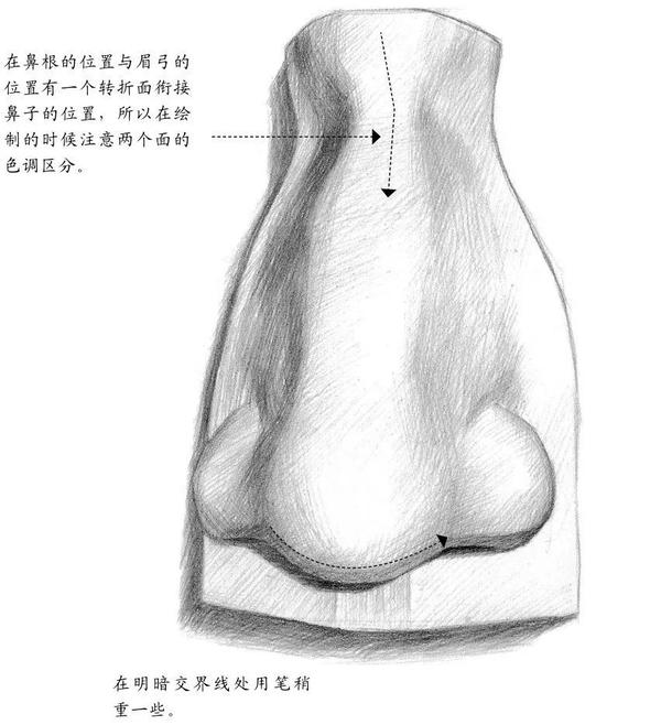 素描入门 石膏鼻子的画法步骤分析