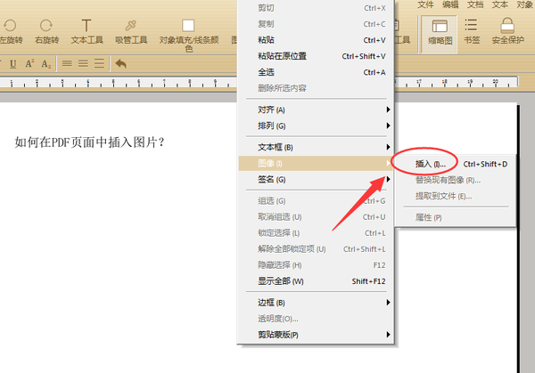 如何在pdf页面中插入图片?