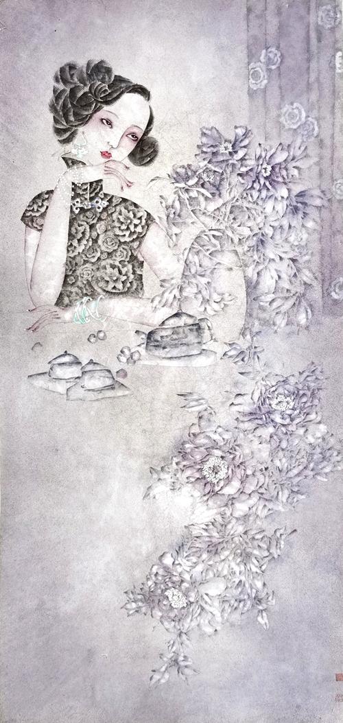 品貌日新赏画家何风丽何啸工笔人物画