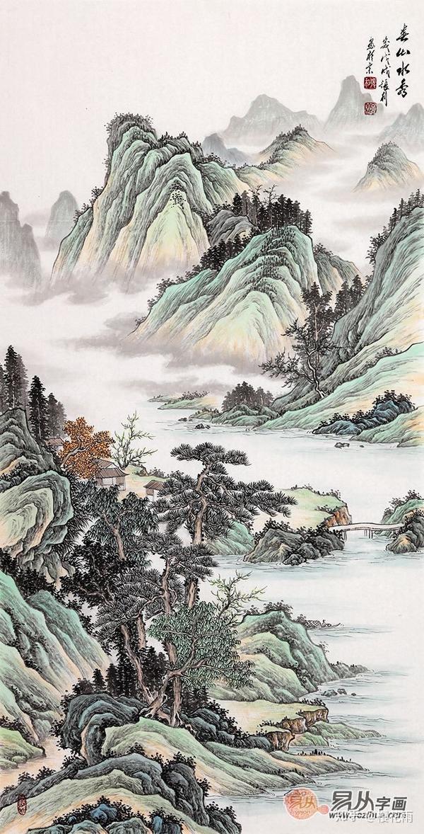 给长辈送礼:张利新品创作四尺竖幅山水画精品《春山水秀》 作品来源