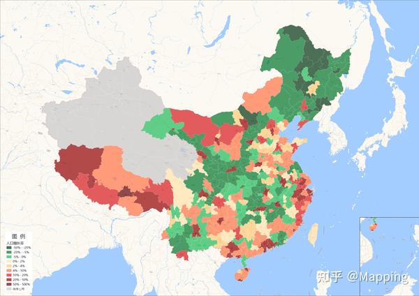 第七次人口普查分省人口增长率地图地市级