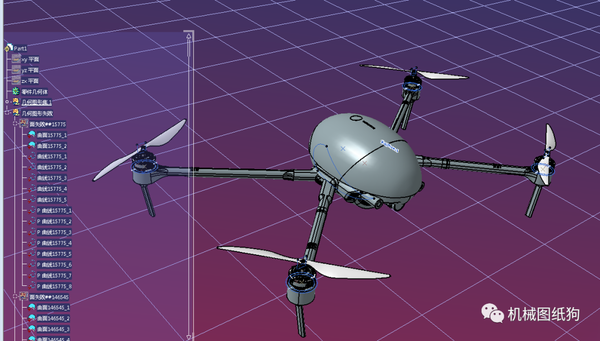 【非标数模】egg蛋形四轴无人机3d数模图纸 igs格式