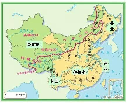 中国畜牧业和种植业的分界线