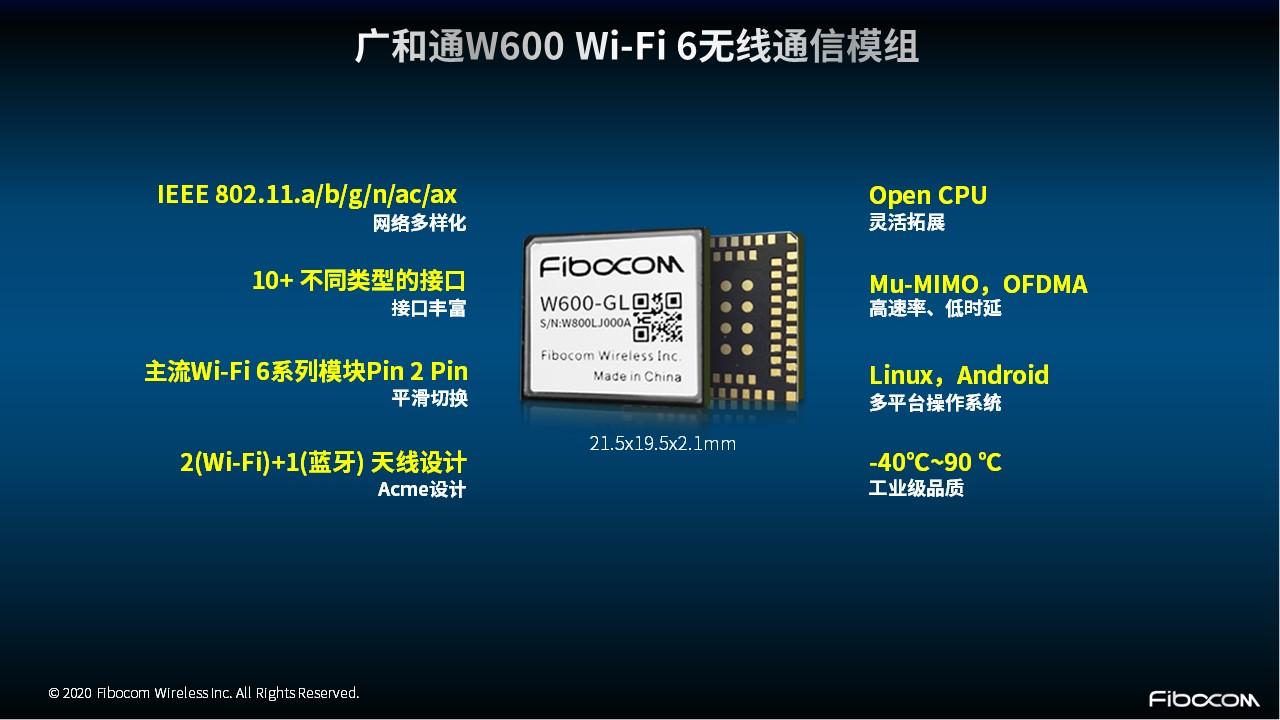 重磅广和通推出wifi6无线通信模组w600