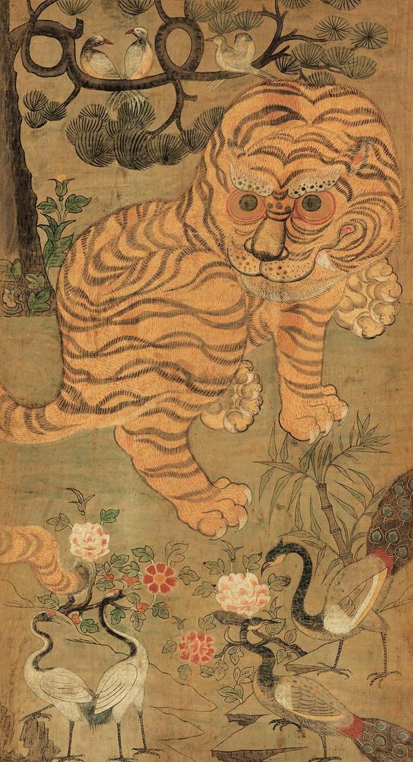 老虎虽然是现实中存在的动物,但其实藏区并没有老虎,但藏区的壁画