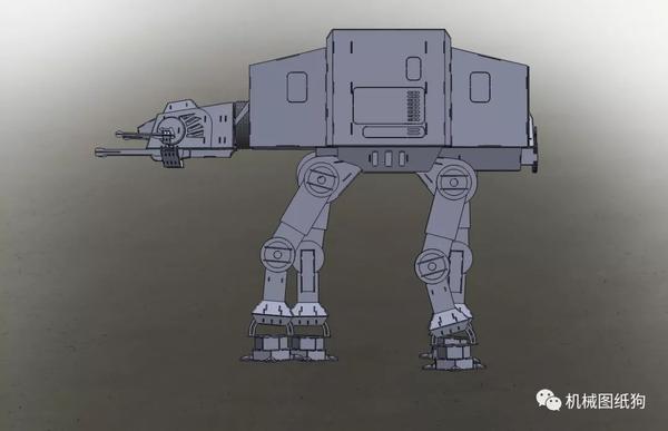 机器人atat帝国步行机四足机器人拼装模型3d图纸solidworks附step