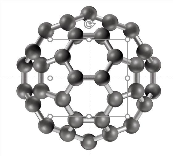 全网唯一ppt绘制真三维c60分子结构