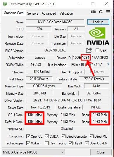 正如mx150和mx250独显有满血和残血版之分,全新的mx350独显同样也有