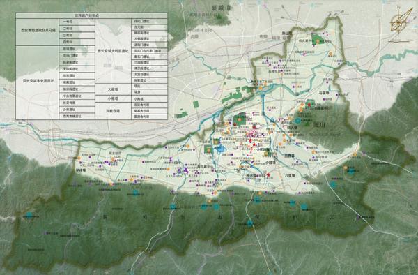 西安市域文化遗产分布图(来源:《西安历史文化名城保护规划》)