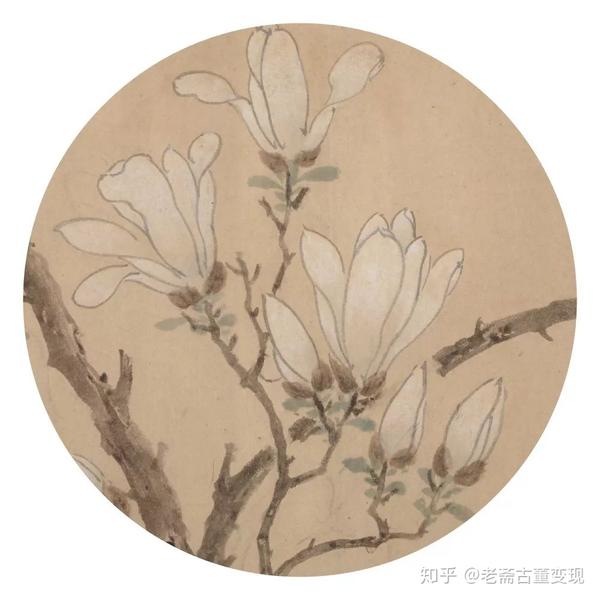 局部 画中玉兰如诗中所描述,花型秀逸,花瓣饱满,绰约多姿,焕发着美玉