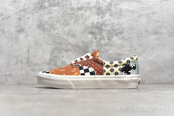 万斯腰果花拼接 vans era 复古限定不对称棋盘帆布鞋