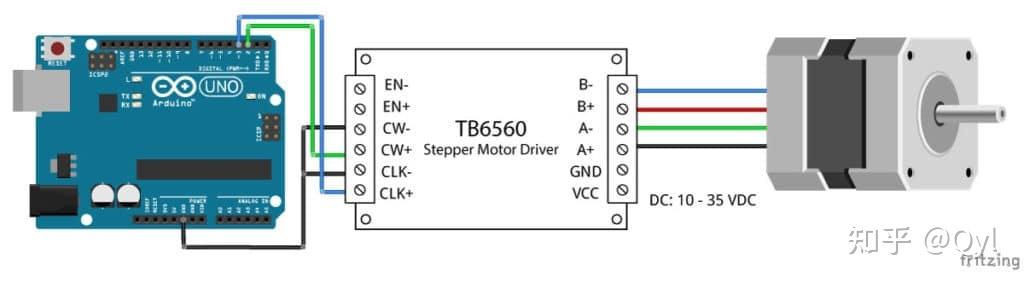 带有arduino uno的tb6560步进电机驱动器和步进电机接线图