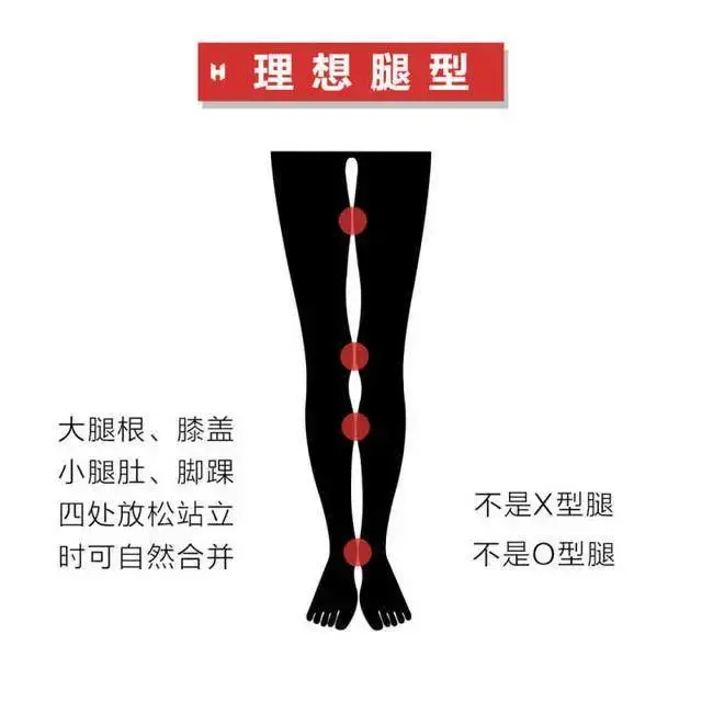 ③腿围:从正面观察双腿时,大腿围度,小腿围度以及脚踝最宽位置的比例