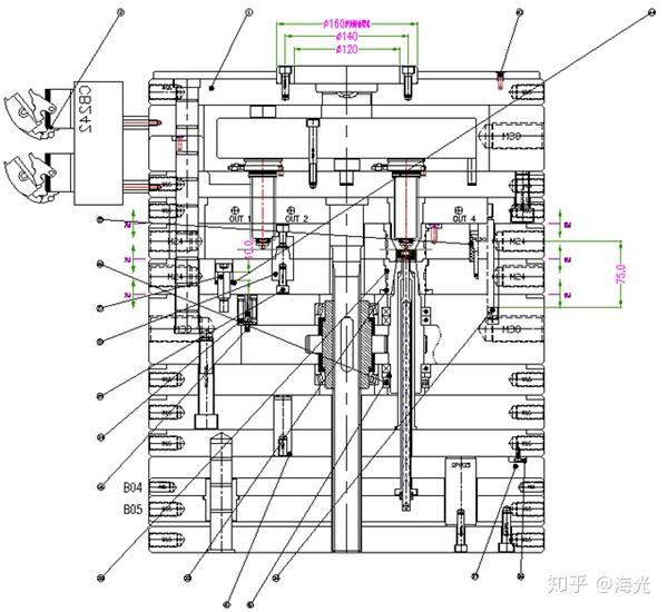所以只能采用自动脱螺纹机构.此例就是一副螺纹传动式旋脱模具.