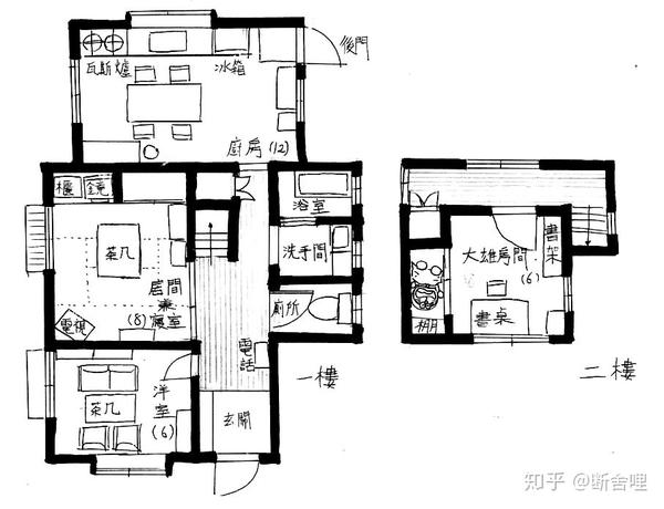 家的平面图,大雄家位于东京练马区月见台芒原,是典型的日式木结构二层