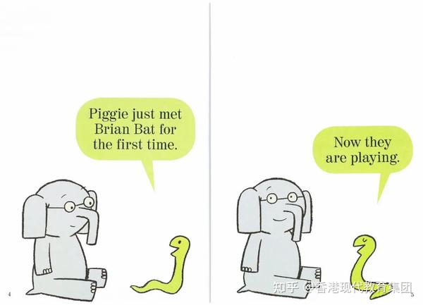 the snake:piggie just met brian bat for the first time.