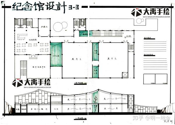 今日分享三:纪念馆设计--大禹手绘建筑快题优秀作品欣赏