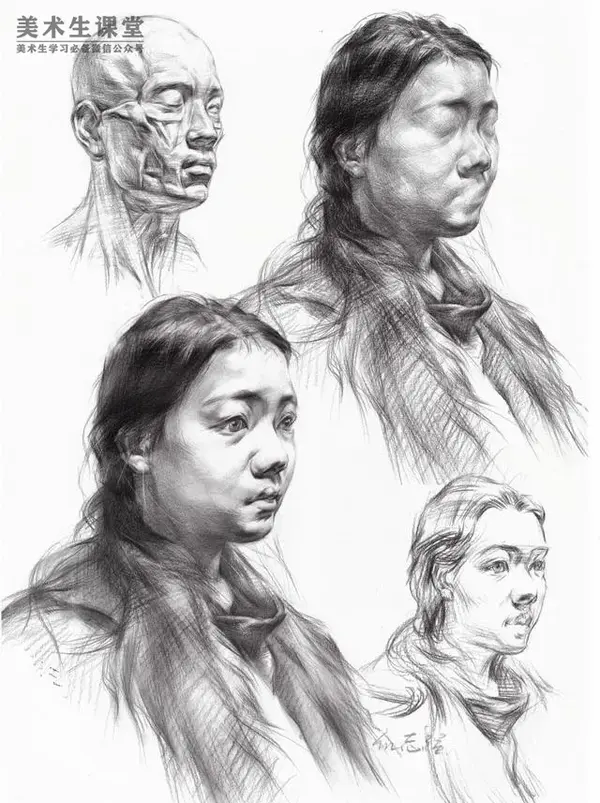 联考素描教程②丨四分之三侧长胡素描头像教学讲解课子男老年丨头像