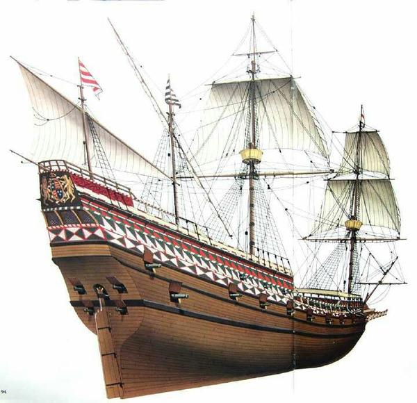 4, 单桅帆船sloop:长10~20公尺,6~12门炮,吃水浅,航速快
