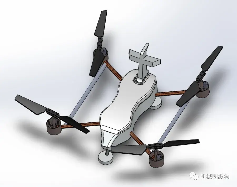 【飞行模型】drone-design简易四轴无人机造型3d图纸