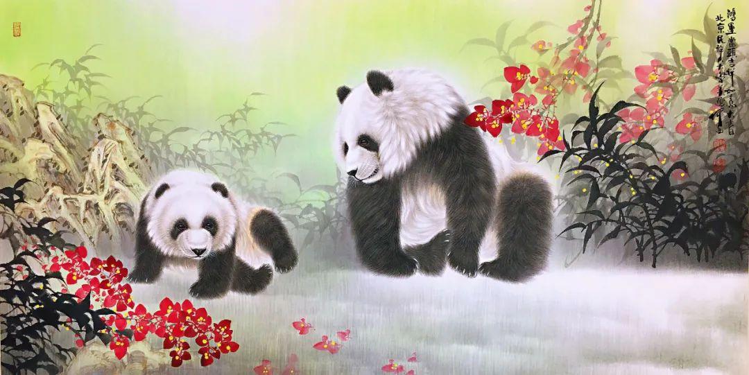 艺创网何西中国画作品鉴赏熊猫工笔画