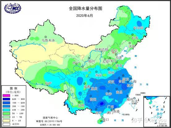 2020年6月全国降水量分布图