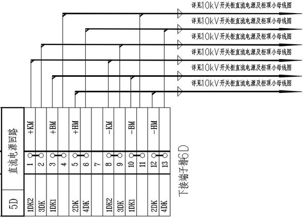 变电站二次回路图02-10kv柜顶小母线布置图