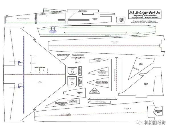 飞行模型jas39鹰狮战斗机航模设计图纸pdf格式