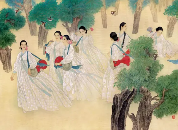 赏国画这夫妻俩画的工笔仕女美到极致