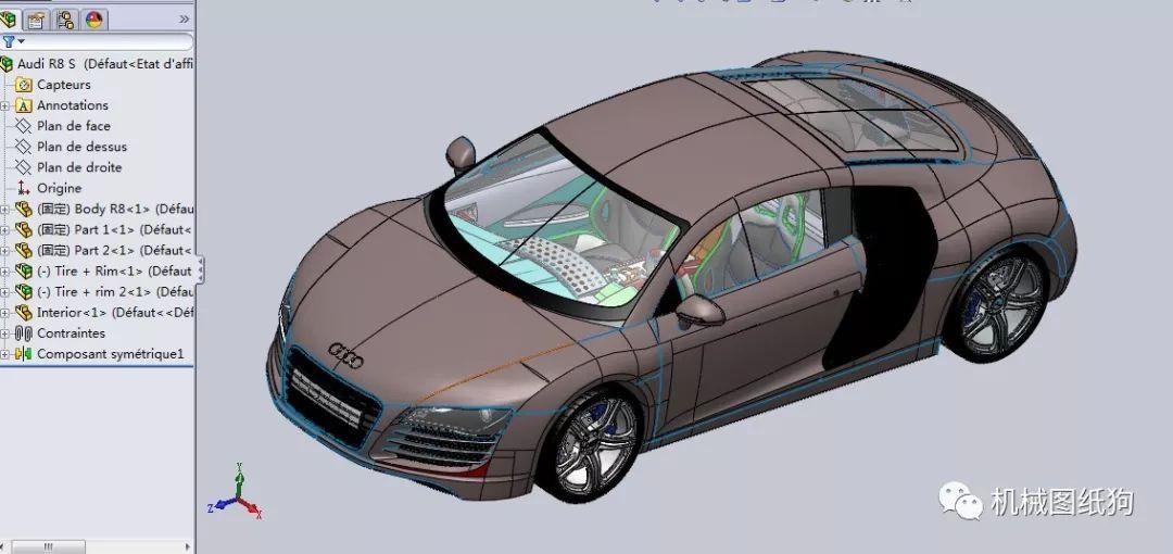 汽车轿车 r8模型3d图纸设计 附step格式 汽轿车建模