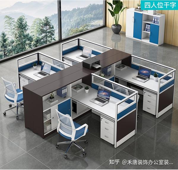 办公室办公桌布局装修设计效果图