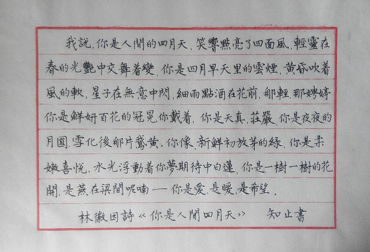 林徽因《你是人间四月天》钢笔字手写笔友钢笔书法习作欣赏