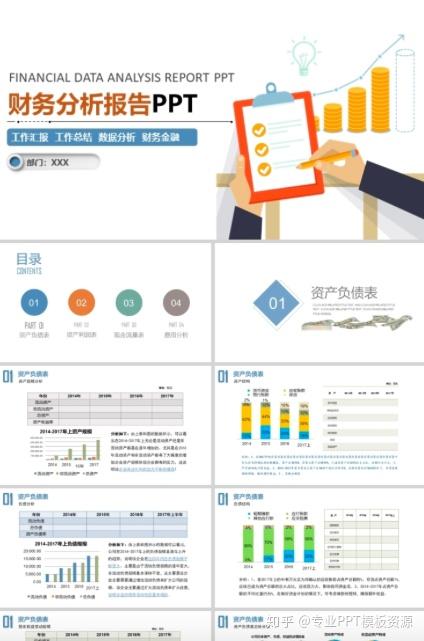 财务分析报告数据分析三大报表图表ppt模板利润费用应收账款分析